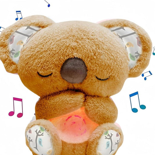 Peluche de Koala Respiratorio Alivio de Ansiedad Juguete de Peluche Respiratorio con Luces Musicales & Movimiento Respiratorio Rítmico Regalo de Año Nuevo Figuras de Peluche (Amarillo)